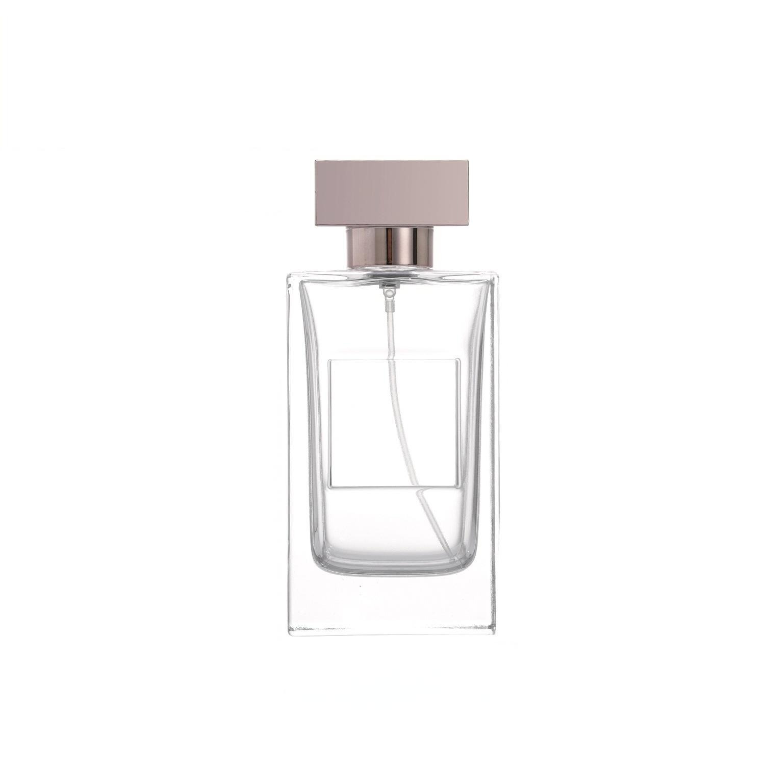 80ml Rectangular Glass Perfume Bottle | Frosted Metallic Square Cap