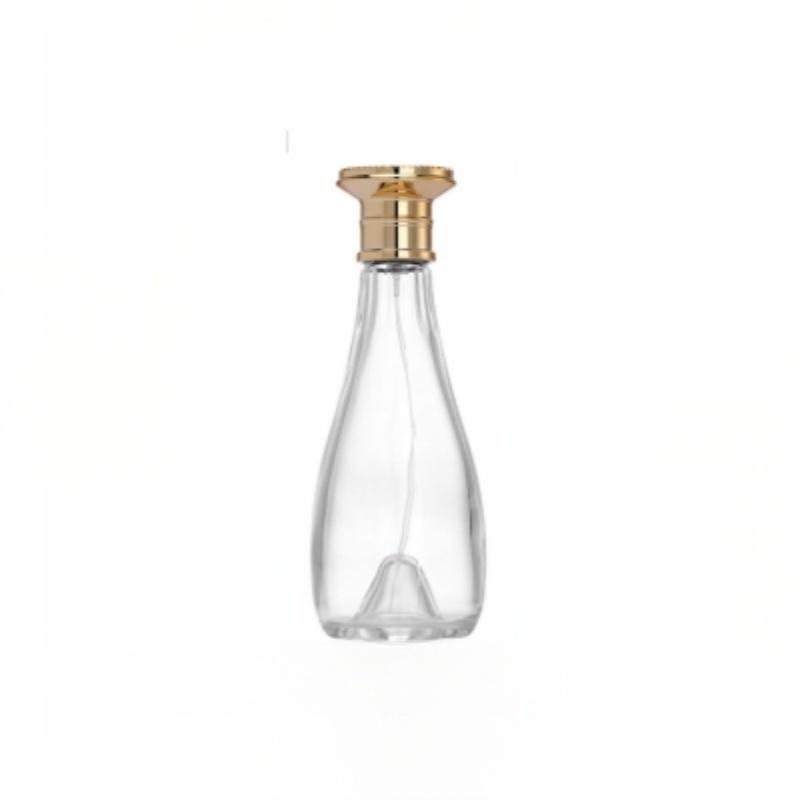 100ml Teardrop Glass Perfume Bottle | Gold Tapered Sprayer