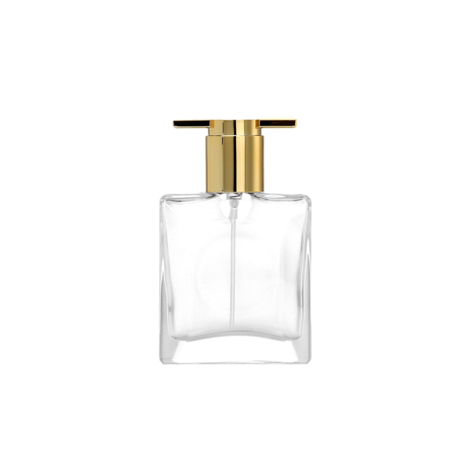 30ml Rectangular Glass Perfume Bottle | Gold T-Shape Sprayer