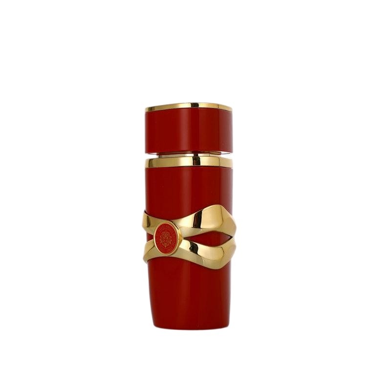 90ml Vibrant Red Perfume Bottle | Gold Ornate Waistband