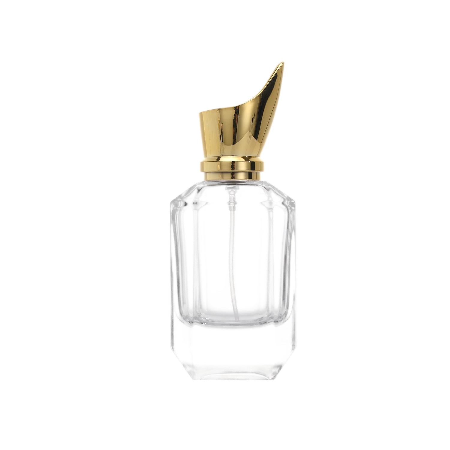 30ml Octagonal Glass Perfume Bottle | Gold Flame Cap