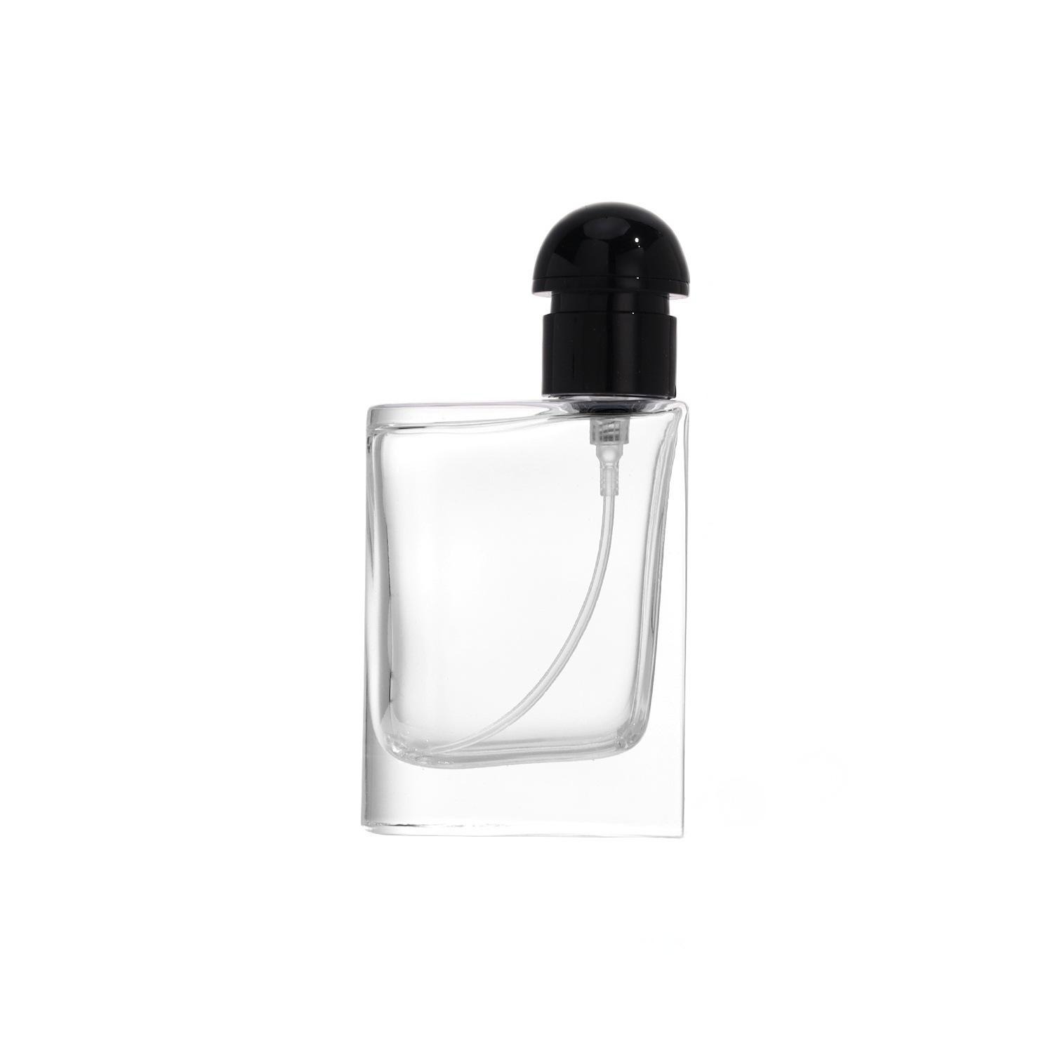 25ml Asymmetric Rectangular Glass Perfume Bottle with Sleek Black Cap