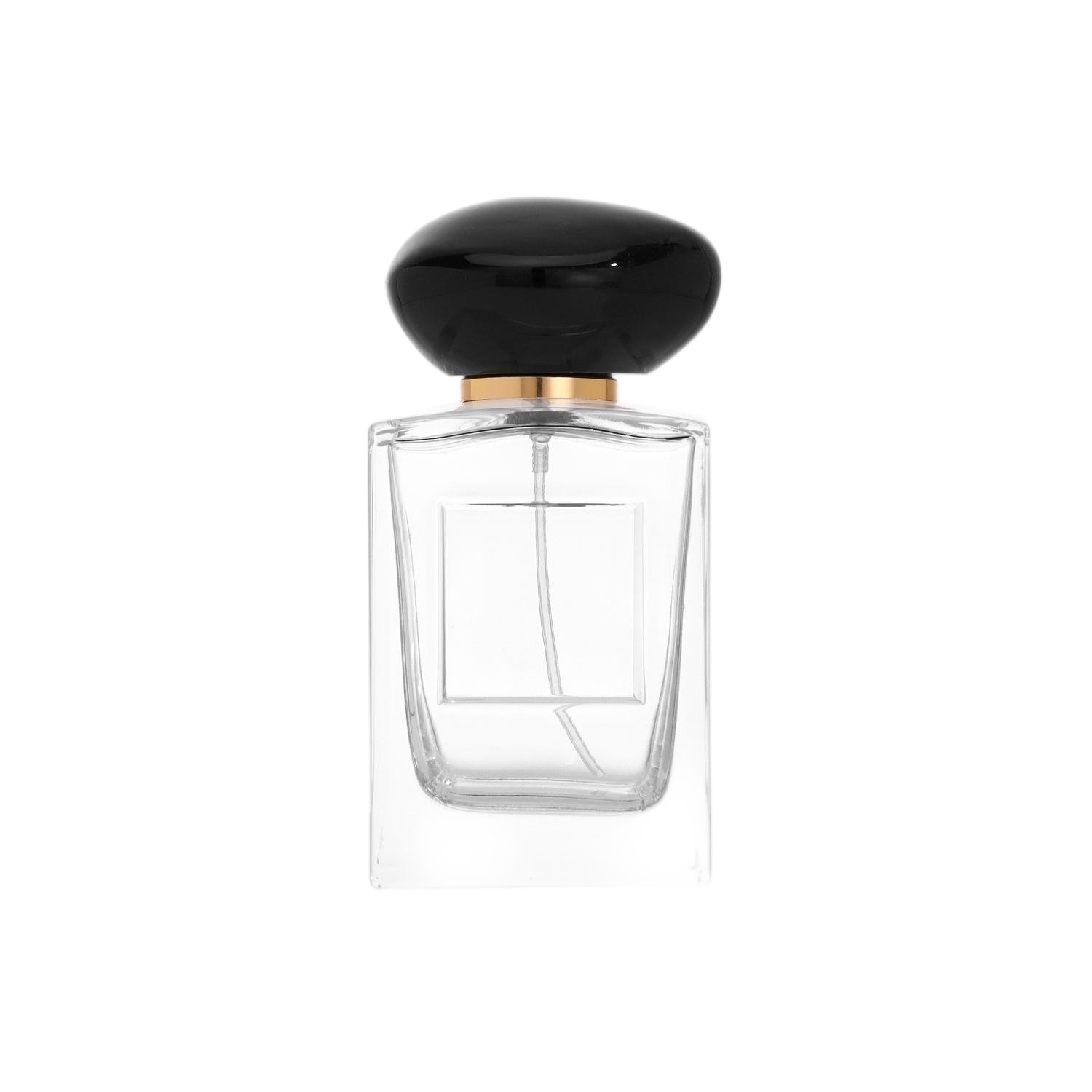 100ml Square Clear Glass Perfume Bottle with Irregular Stone Cap