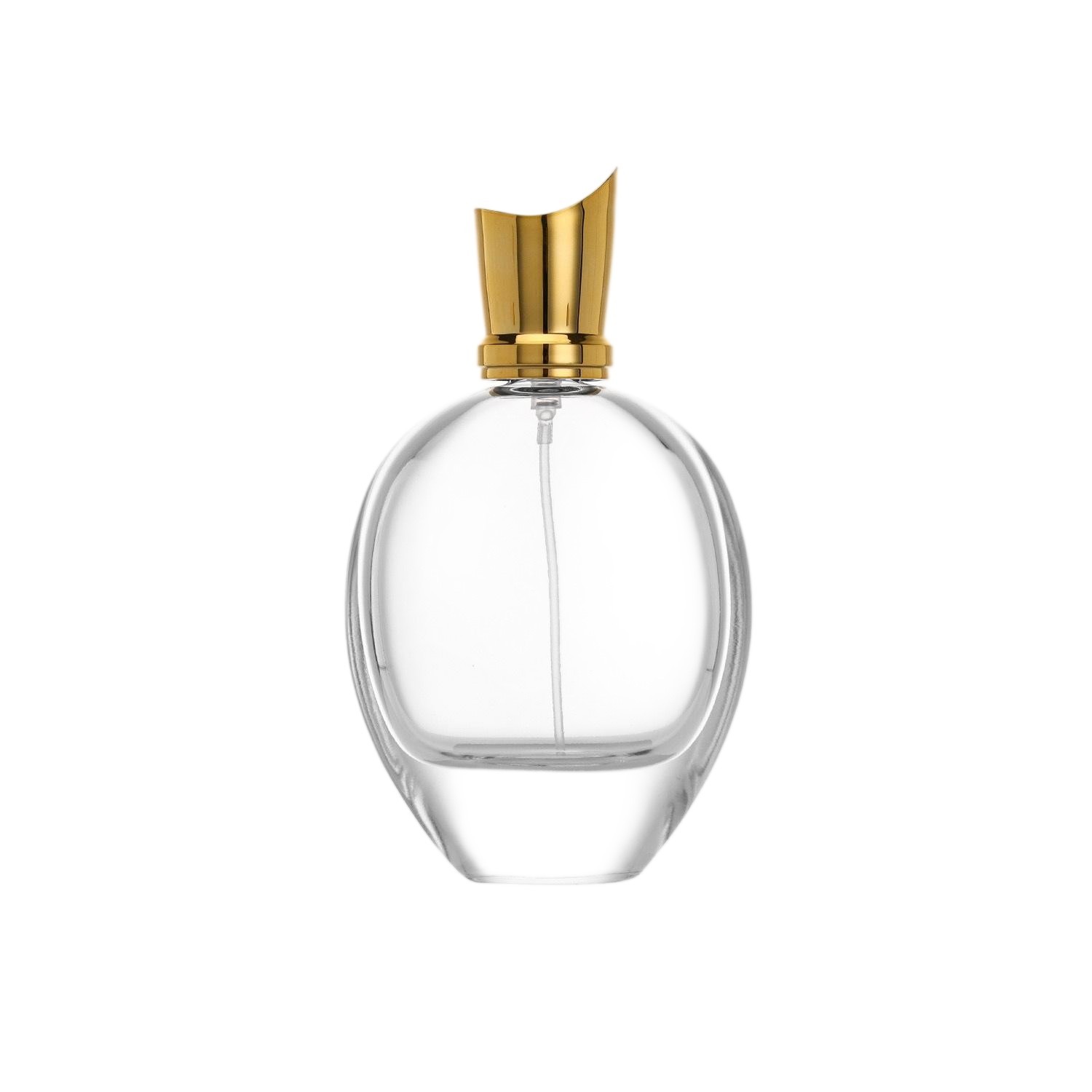 75ml Modern Oval Cylindrical Gold Cap Perfume Bottle