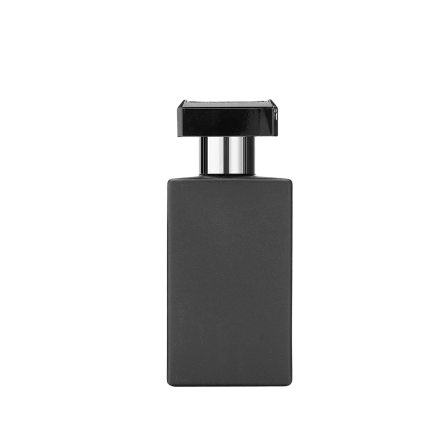50ml Matte Black Square Glass Perfume Bottle with Magnetic Cap
