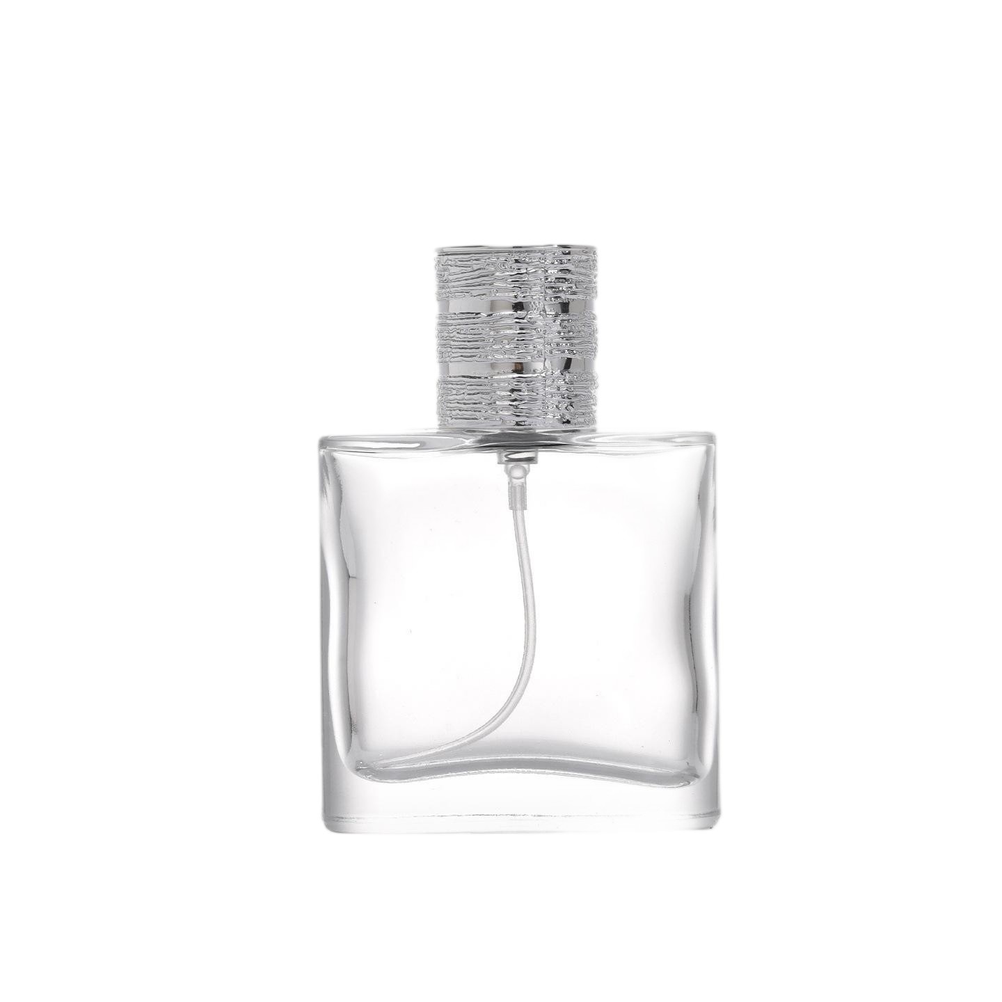 30ml Clear Square Glass Perfume Bottle  Leather-Textured Cap