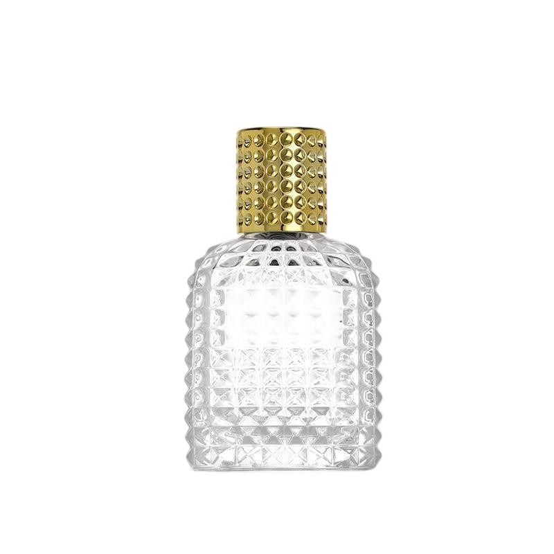 50ml Diamond-Pattern Studded Flask Glass Perfume Bottle