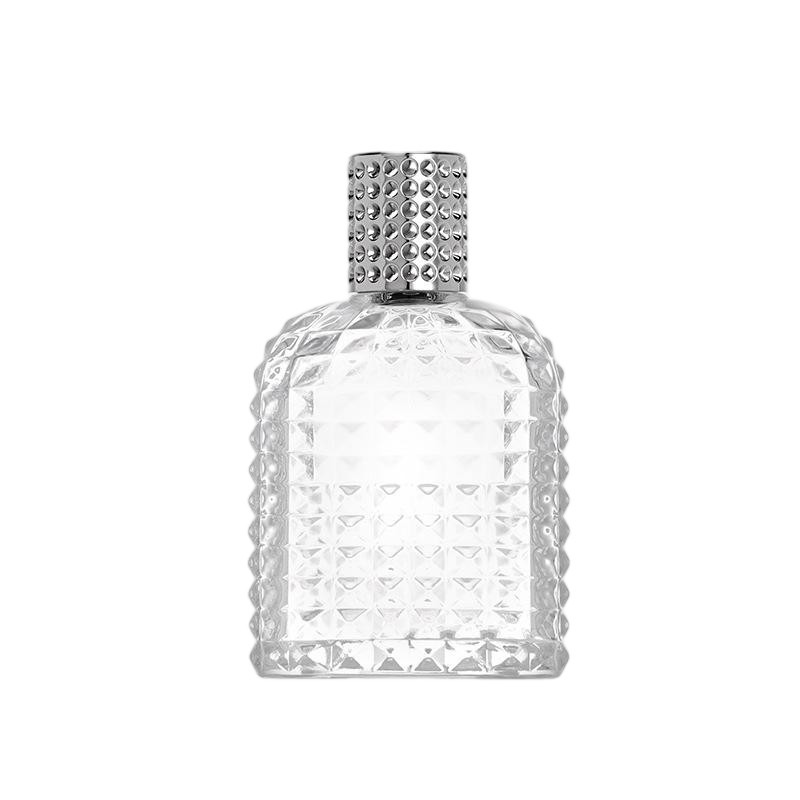 100ml Diamond-Pattern Studded Flask Glass Perfume Bottle