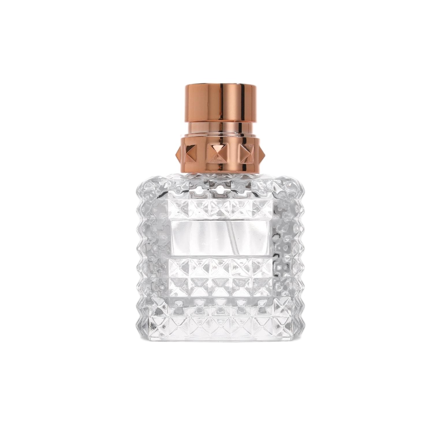 50ml Diamond-Pattern Studded Square Glass Perfume Bottle