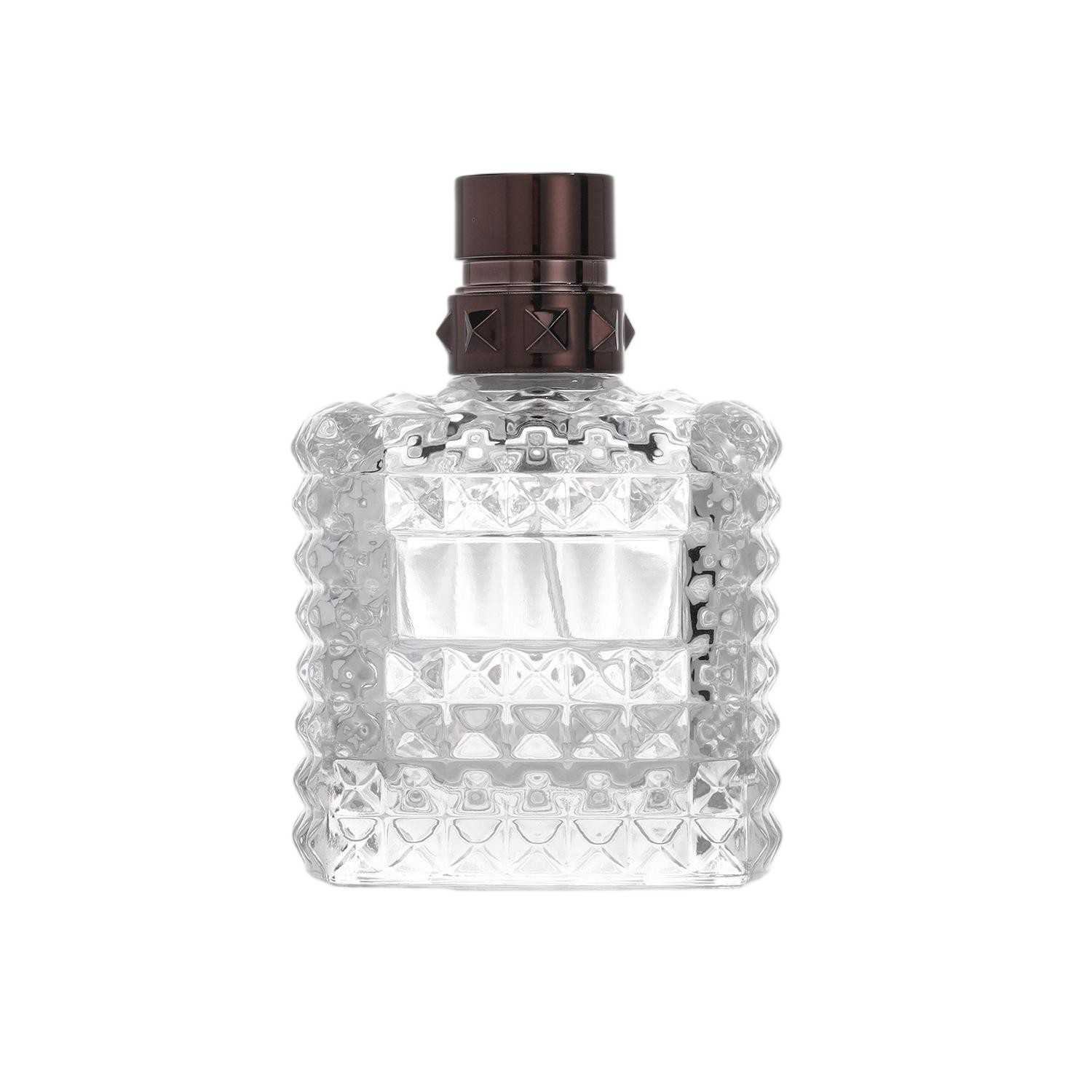 100ml Diamond-Pattern Studded Square Glass Perfume Bottle
