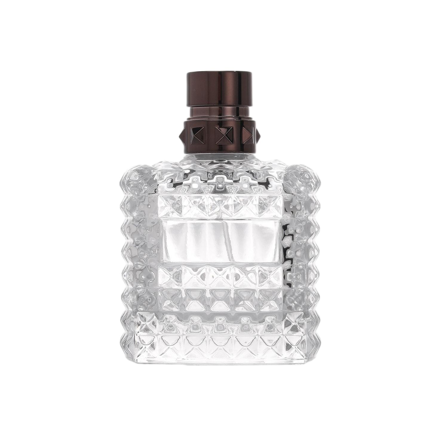 100ml Diamond-Pattern Studded Square Glass Perfume Bottle