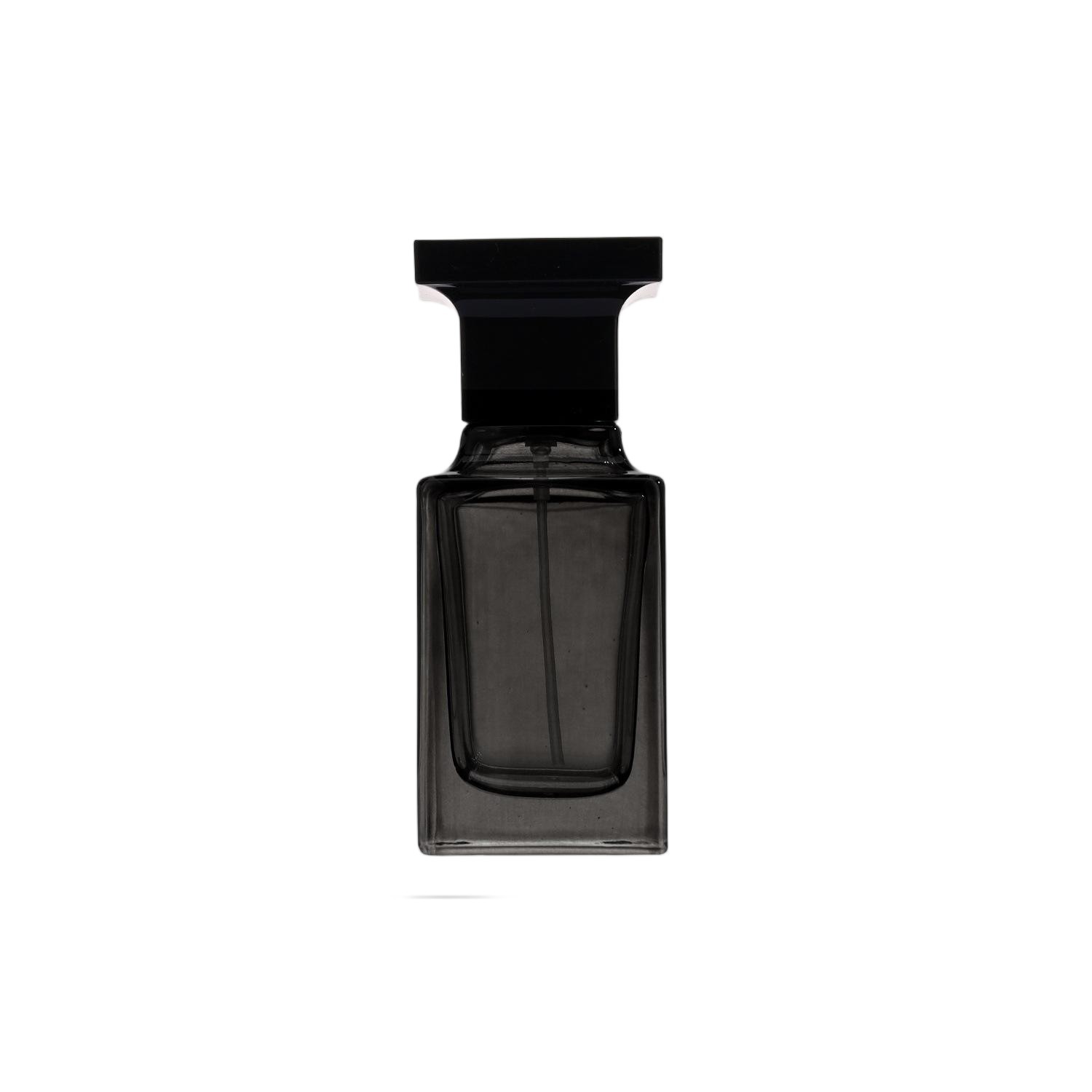 50ml Translucent Smoky-Black Glass Perfume Bottle | Geometric Noir Design