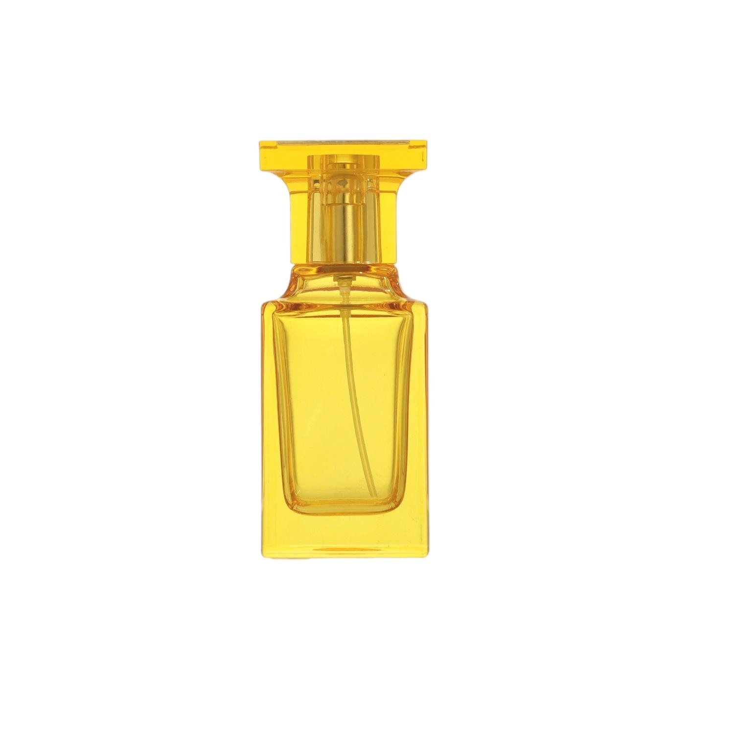 50ml Translucent Amber-Orange Glass Perfume Bottle | Gold Sprayer