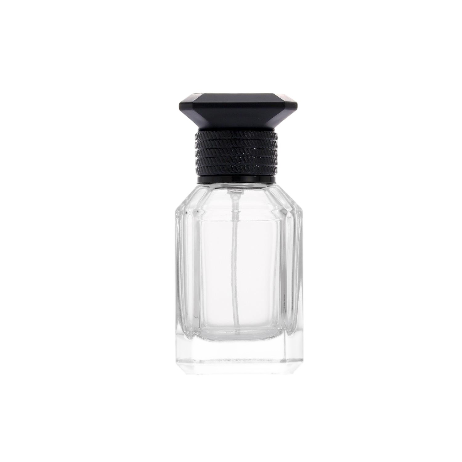 50ml Octagonal Glass Perfume Bottle | Black Textured Wide Cap