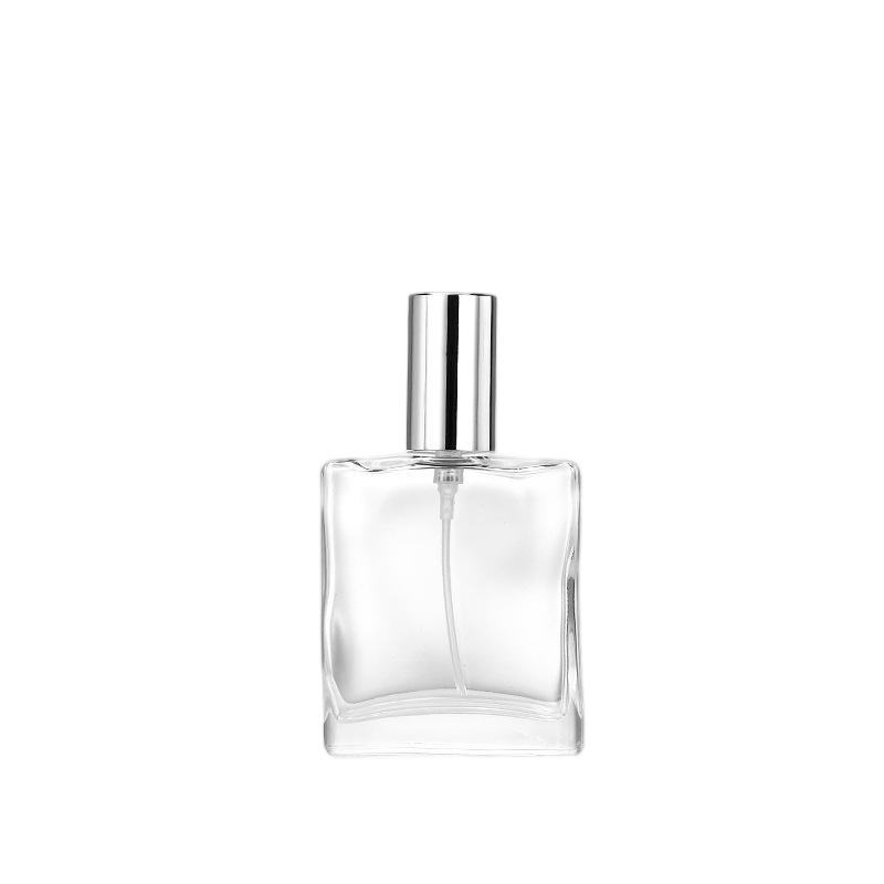 25ml Square Glass Perfume Bottle with a silver accent cap